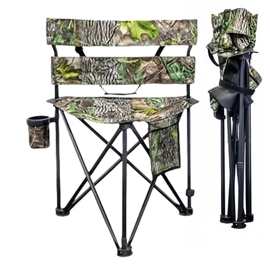 Folding Fishing Chair - Lightweight Tripod Camping Chair with Backrest, Cup Holder, and Portability for Hiking and Travel